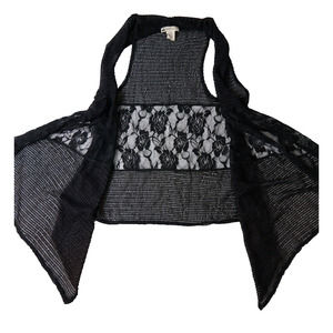 Vtg Y2K Mod'Land Sheer Vest Knit Lace Goth Boho Whimsigoth Fairy Grunge Womens M
